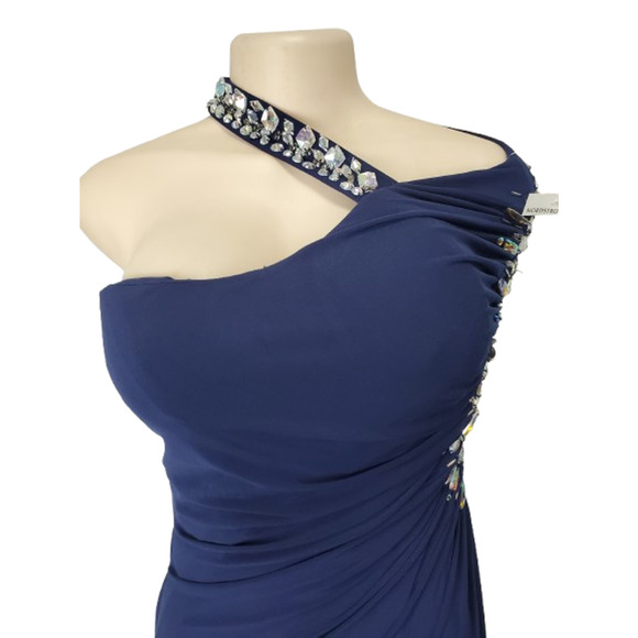 City Triangle women's navy blue rhinestone gown size 13 - Picture 3 of 4